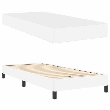 Bed met matras Zuiverwit 90 x 200 cm Kunstleer 6