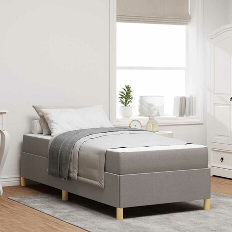 Boxspring bed met matras Taupe en Bruin en Wit 80 x 200 cm Stof 1