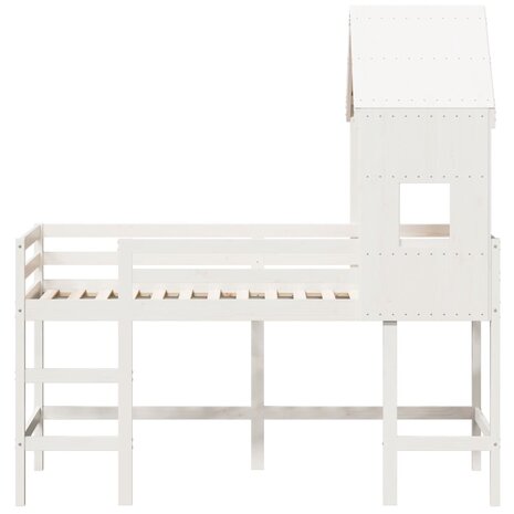 Halfhoogslaper met ladder en bedhuis grenenhout wit 80x200 cm 4