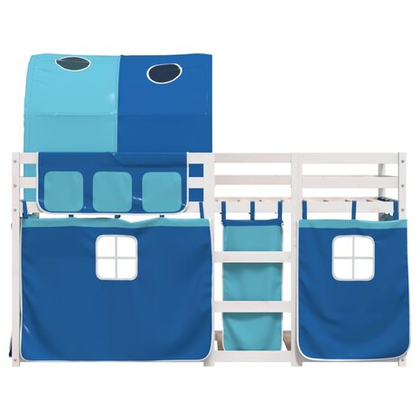 Stapelbed met gordijnen 75x190 cm massief grenenhout blauw 5