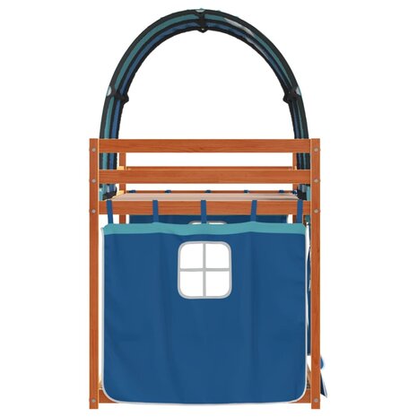 Stapelbed met gordijnen 80x200 cm massief grenenhout blauw 6