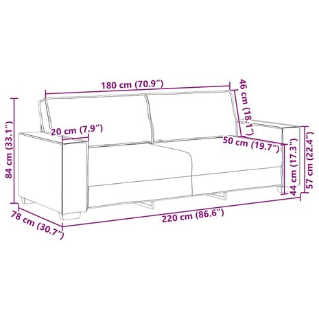 3-zitsbank Wijnrood 180 cm Stof 9