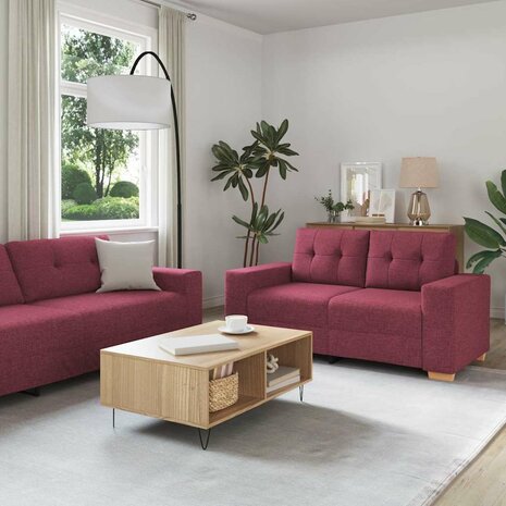Bankstel met kussen 2 pcs Wijnrood 221 x 78 x 80 cm Stof 3