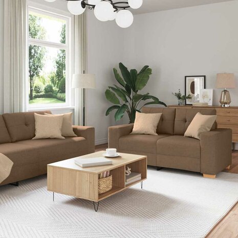 Bankstel met kussen 2 pcs Bruin 221 x 78 x 80 cm Stof 1