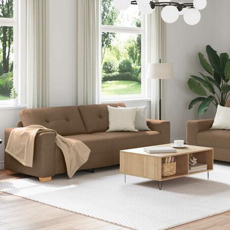 Bankstel met kussen 2 pcs Bruin 221 x 78 x 80 cm Stof 3