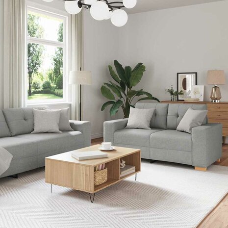 Bankstel met kussen 2 pcs Grijs 221 x 78 x 80 cm Stof 1