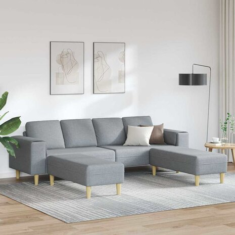 Bankstel 3 pcs Lichtgrijs Stof 1