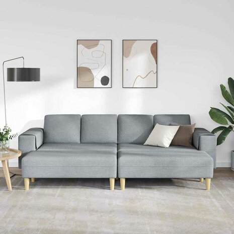 Bankstel 3 pcs Lichtgrijs Stof 3