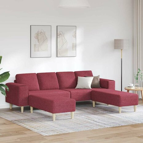 Bankstel 3 pcs Wijnrood Stof 1