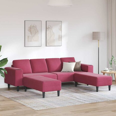 Bankstel 3 pcs Wijnrood Fluweel 1