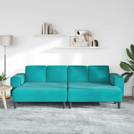 Bankstel 3 pcs Turquoise Fluweel 3