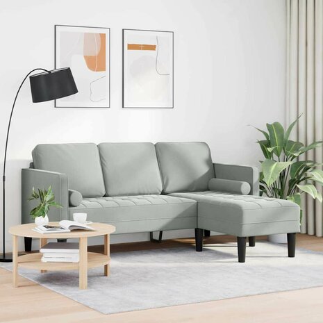 Bankstel Lichtgrijs 173 x 131 x 67 cm Fluweel 3