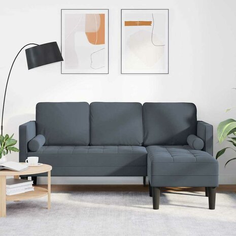 Bankstel Donkergrijs 173 x 131 x 67 cm Fluweel 1