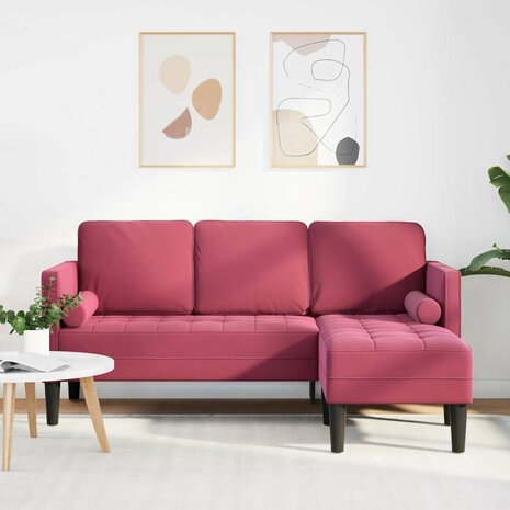 Bankstel Wijnrood 173 x 131 x 67 cm Fluweel 1