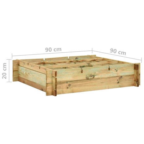Plantenbak verhoogd 90x90x20 cm geïmpregneerd hout 6
