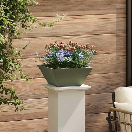 Tuin Kom Plantenbak Olijfgroen 35 x 35 x 15 cm Staal 4