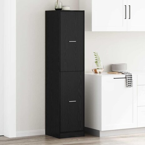 Apothekerskast Zwart eiken 40 x 41 x 174.5 cm Bewerkt hout 1