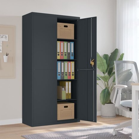 Archiefkast 90x40x180 cm staal antracietkleurig 1