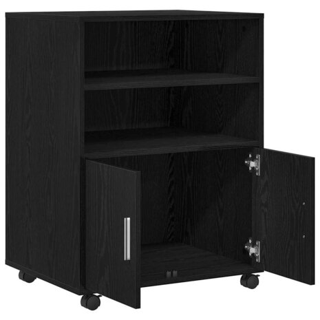 Rolkast met plank Zwart eiken 60 x 48 x 81 cm Bewerkt hout 5