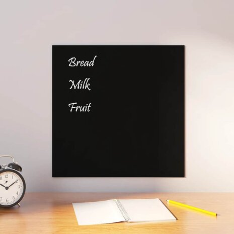 Magneetbord wandgemonteerd 40x40 cm gehard glas zwart 1
