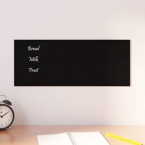 Magneetbord voor aan de wand 50x20 cm gehard glas zwart 1