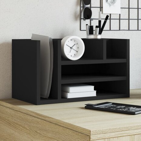 Bureau organiser 44,5x24x25 cm bewerkt hout zwart 1