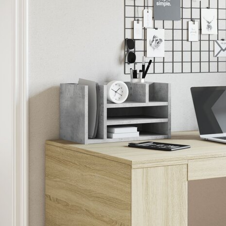 Bureau organiser 44,5x24x25 cm bewerkt hout betongrijs 3
