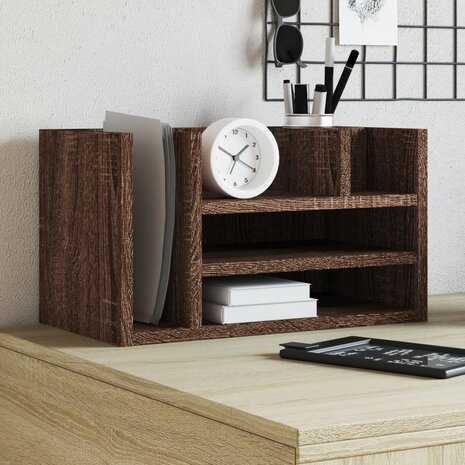 Bureau organiser 44,5x24x25 cm bewerkt hout bruin eikenkleur 1