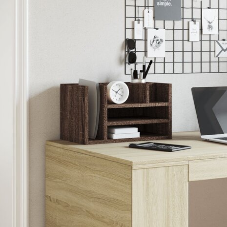Bureau organiser 44,5x24x25 cm bewerkt hout bruin eikenkleur 3