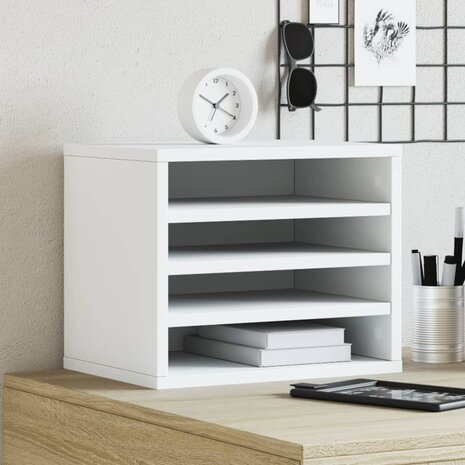 Bureau organiser 36x26x29,5 cm bewerkt hout wit 1