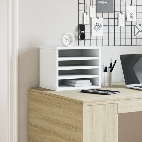 Bureau organiser 36x26x29,5 cm bewerkt hout wit 3
