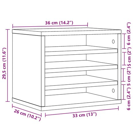 Bureau organiser 36x26x29,5 cm bewerkt hout wit 9