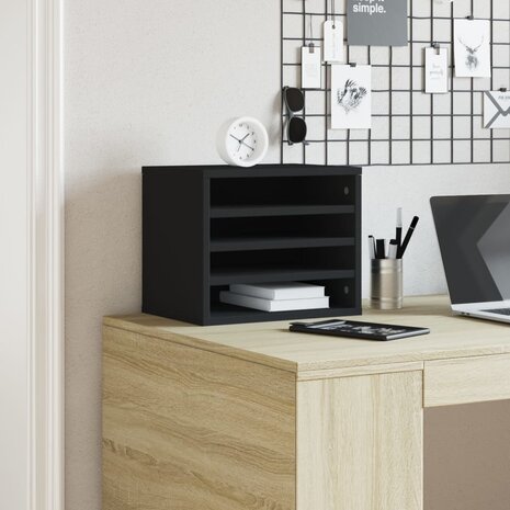 Bureau organiser 36x26x29,5 cm bewerkt hout zwart 3