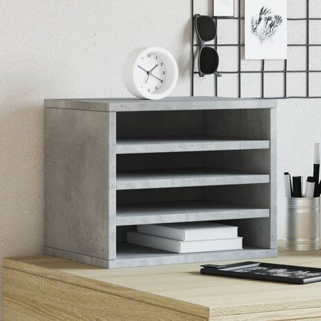 Bureau organiser 36x26x29,5 cm bewerkt hout betongrijs 1