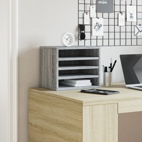 Bureau organiser 36x26x29,5 cm bewerkt hout grijs sonoma eiken 3