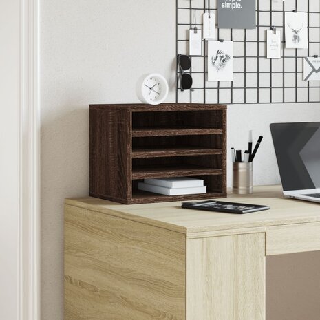 Bureau organiser 36x26x29,5 cm bewerkt hout bruin eikenkleurig 3