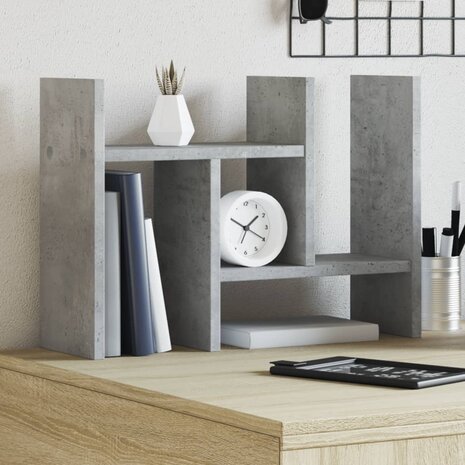 Bureau organiser 34,5x15,5x35,5 cm bewerkt hout betongrijs 1