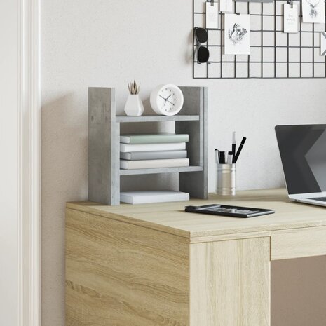Bureau organiser 34,5x15,5x35,5 cm bewerkt hout betongrijs 4
