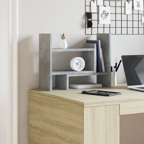 Bureau organiser 38,5x17x39 cm bewerkt hout betongrijs 3