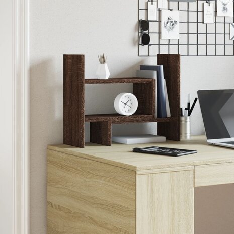 Bureau organiser 38,5x17x39 cm bewerkt hout bruin eikenkleur 3