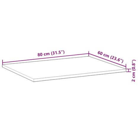 Bureaublad 80x60x2 cm onbehandeld massief acaciahout 9