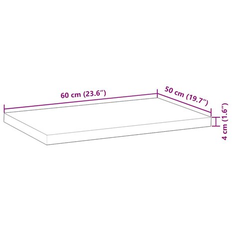 Bureaublad 60x50x4 cm onbehandeld massief acaciahout 9