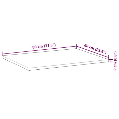 Bureaublad met olieafwerking 80x60x2 cm massief acaciahout 9