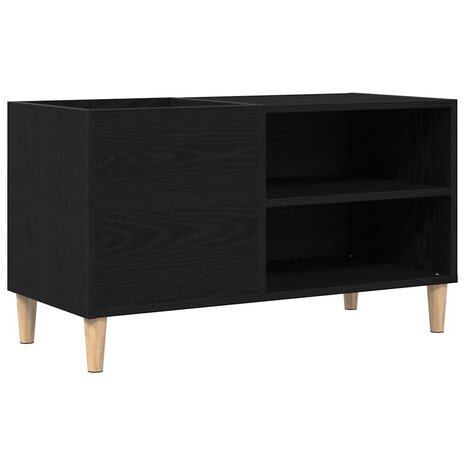 Platenkast met plank Zwart eiken 84.5 x 38 x 48 cm Bewerkt hout 2