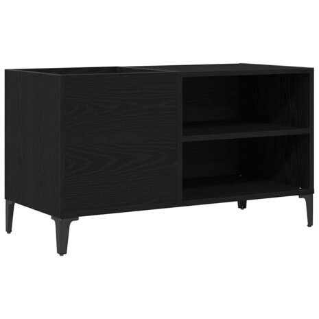 Platenkast met plank Zwart eiken 84.5 x 38 x 48 cm Bewerkt hout 2