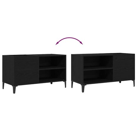 Platenkast met plank Zwart eiken 84.5 x 38 x 48 cm Bewerkt hout 9