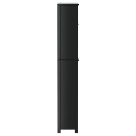 Wasmachinekast BERG 76x27x164,5 cm massief hout zwart 5