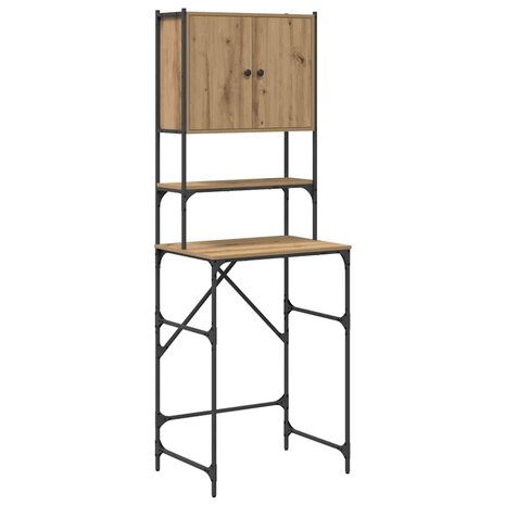 Wasmachinekast artisanaal eikenkleurig 68 x 48,5 x 194 cm 2