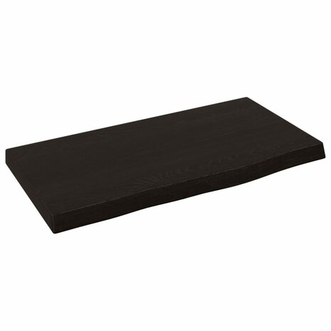 Wandschap 40x20x2 cm behandeld massief eikenhout donkerbruin 2