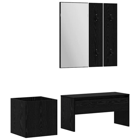 Halmeubelset 5 pcs Zwart eiken en Zilver 80 x 30.5 x 40 cm 2